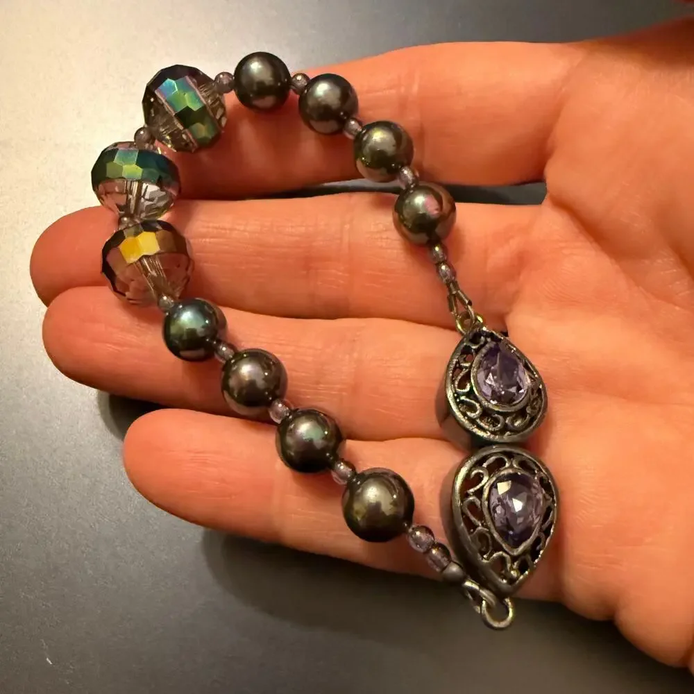 Aurora Borealis Faceted Crystal Beaded Bracelet - Picture 8 of 10